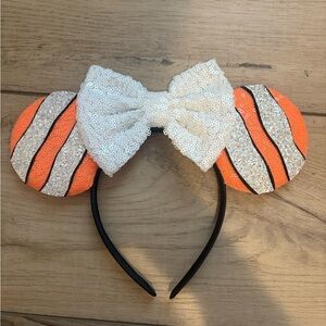 Sparkling Orange and White Nemo Inspired Minnie Ears